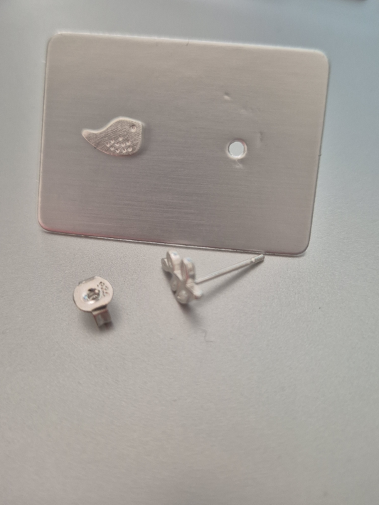 925 Sterling Silver Stud Bird and Branch